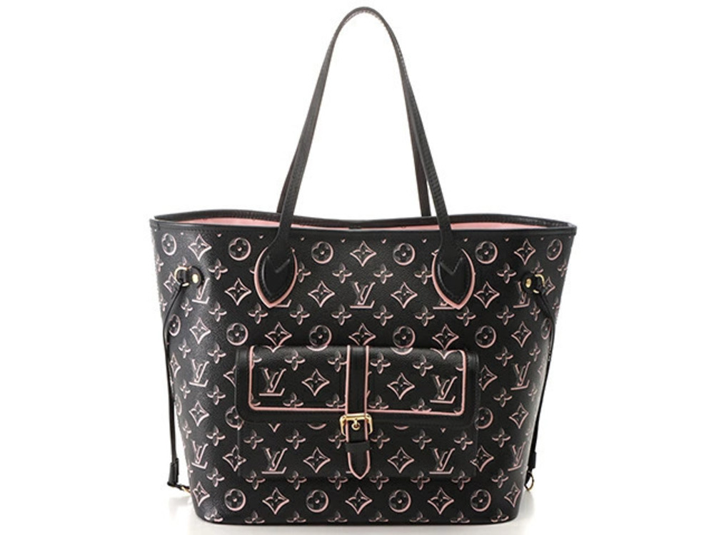 LOUIS VUITTON black pink Monogram Fall For You Neverfull MM tote bag